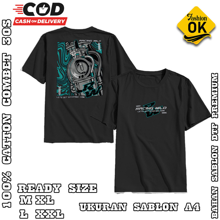 Kaos Racing Wild Lets Get Started Now RW Karburator Baju Distro Motor Herex Tshirt Otomotif