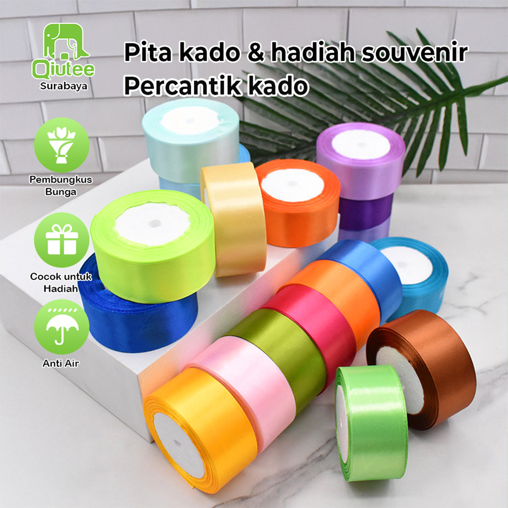 Pita satin 4cm 22M pita satin Pita Buket Pita Besar Pita Roll Pita Gulungan Pita Roll Satin Pita
