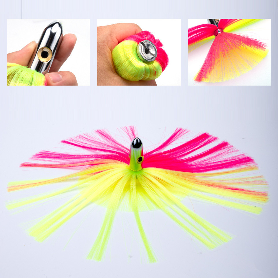 17cm/20cm/22cm Iland Series Lure Ilander Trolling Bait Jig Tuna Fishing Brass Head Nylon Skirt Offsh