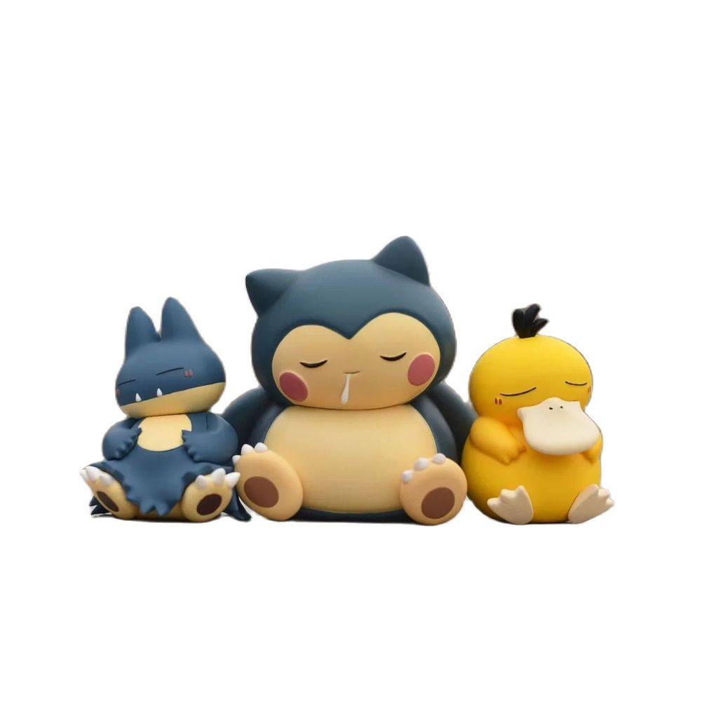 Kawaii Anime Pokemon Psyduck Psykokwak Gonbe Snorlax Sleeping Ver. PVC Action Figure Game Statue Col