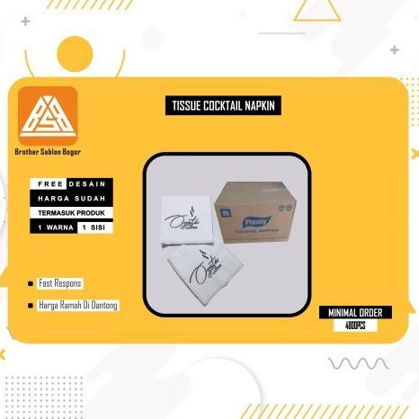 TISSUE COCKTAIL NAPKIN CUSTOM LOGO, 1 DUS 1 SISI 1 WARNA