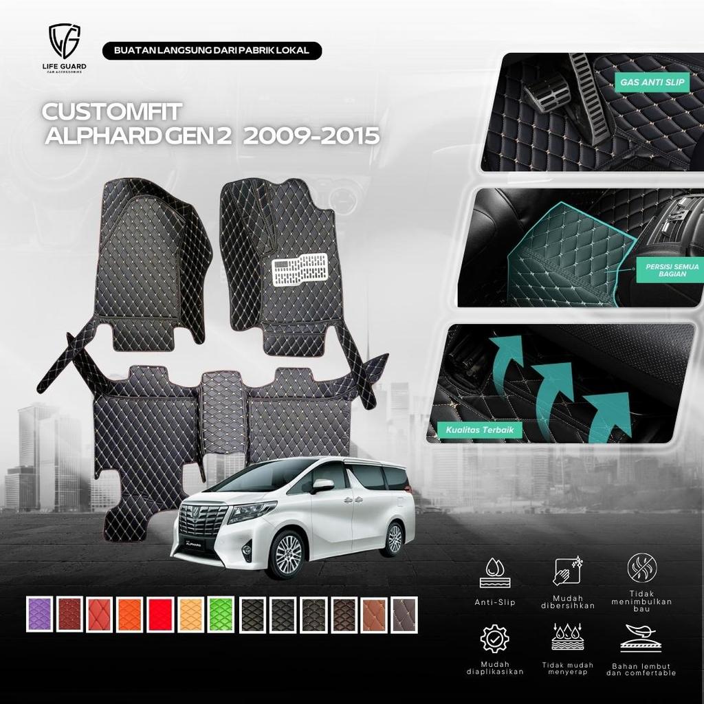 [Lifeguard] Custom Car Mats Leather Aksesoris Interior Karpet Mobil Toyota Alphard Gen 2 2009-2015 F