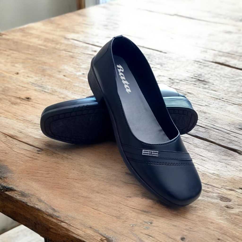 New BATA - Sepatu Sekolah Pantofel Wanita Kerja Sepatu Guru Kantor Hitam Formal Sepatu Wanita