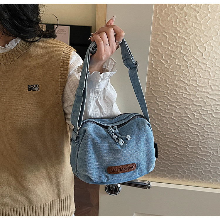 Tas Selempang Wanita Denim Jeans Korean Style Aesthetic Vintage Tas Bahu Lucu Kekinian
