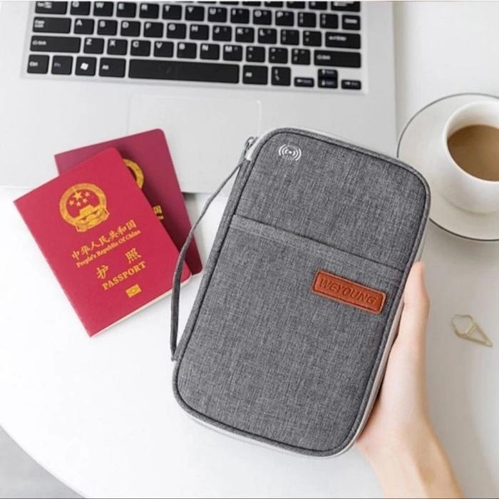 Korean RFID Passport Holder / RFID Passport Wallet - Large, Grey