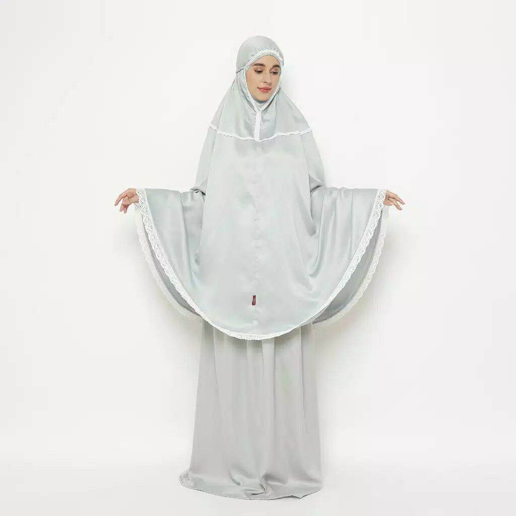 RAMADHAN SPESIAL MUKENA TIARA 430 ABU-ABU PREMIUM SATIN KEKINIAN DEWASA  ADEM MUKENAH MEWAH TRAVELIN
