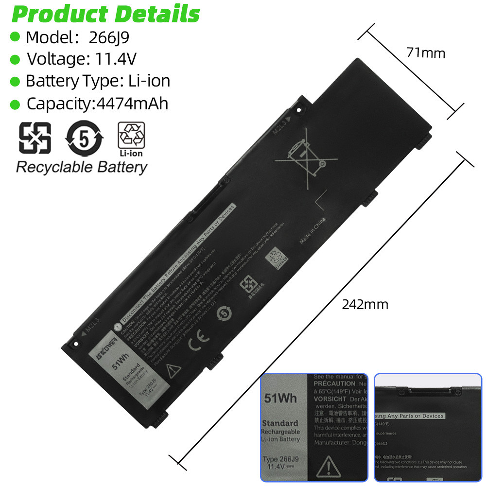 MV07R 266J9 Laptop Battery For DELL G3 15 3500 3590 3790 G5 15 5500 SE 5505