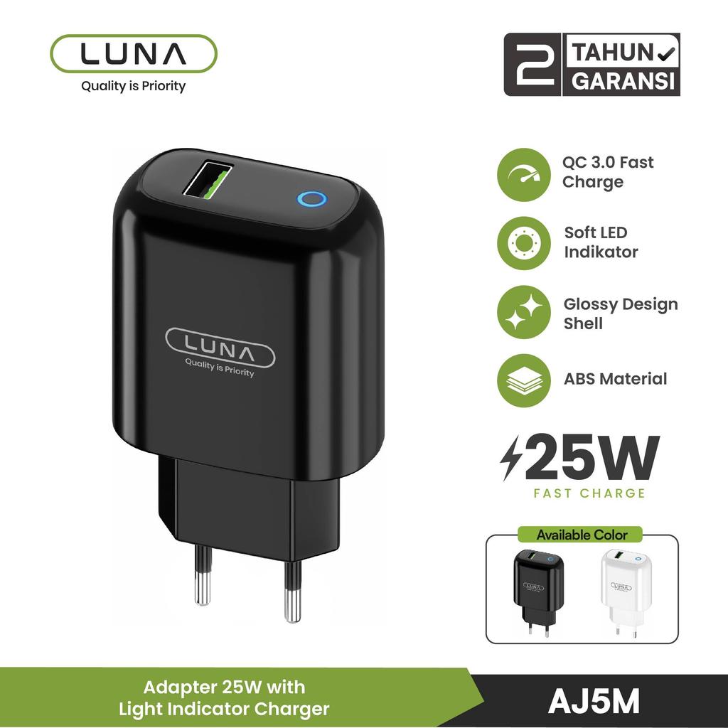 LUNA [New Adaptor] AJ-5M Fast Charging QC3.0 dan PD 25W
