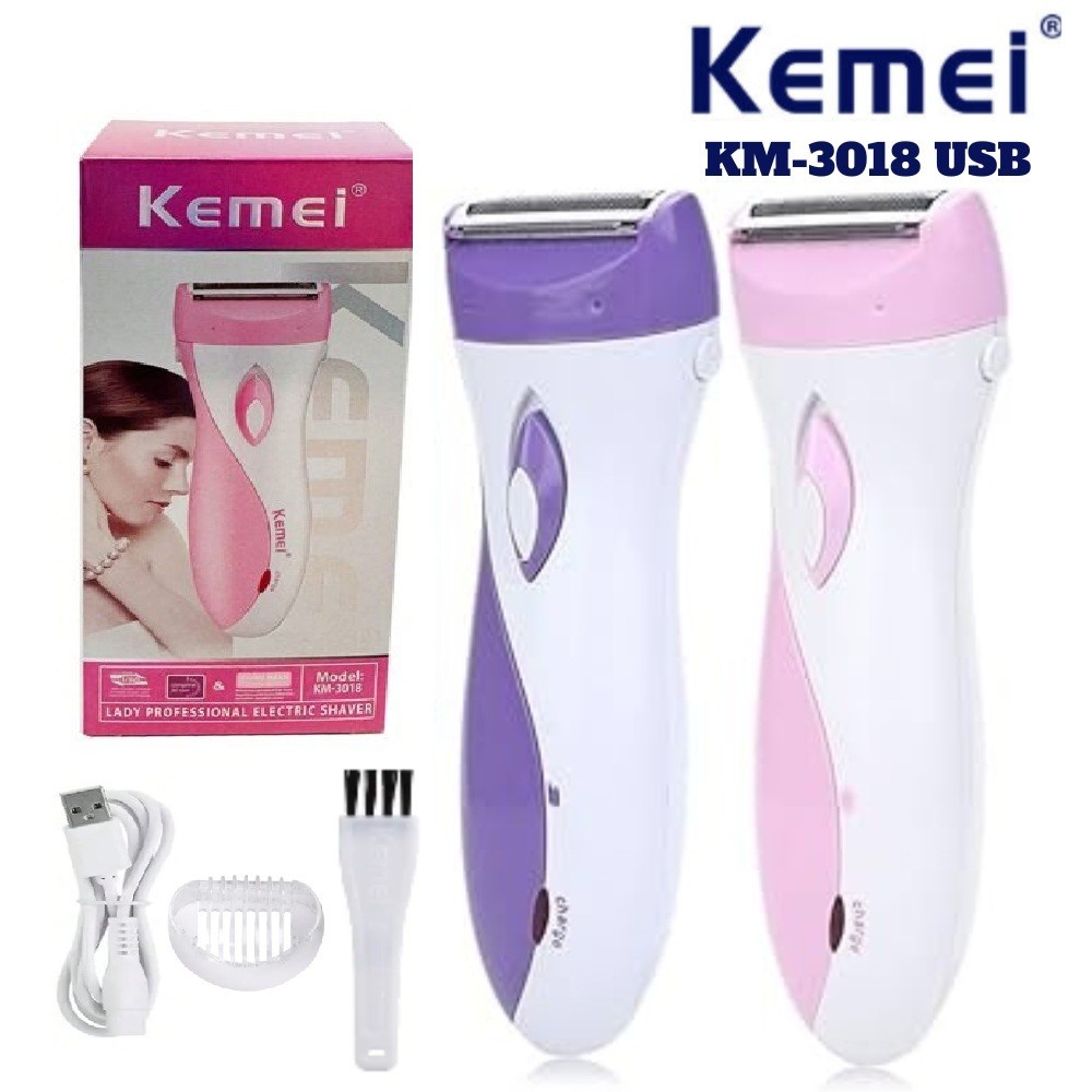 Kemei KM-3018 USB Alat Cukur Rambut Bulu Halus Shaver Elektrik KM 3018