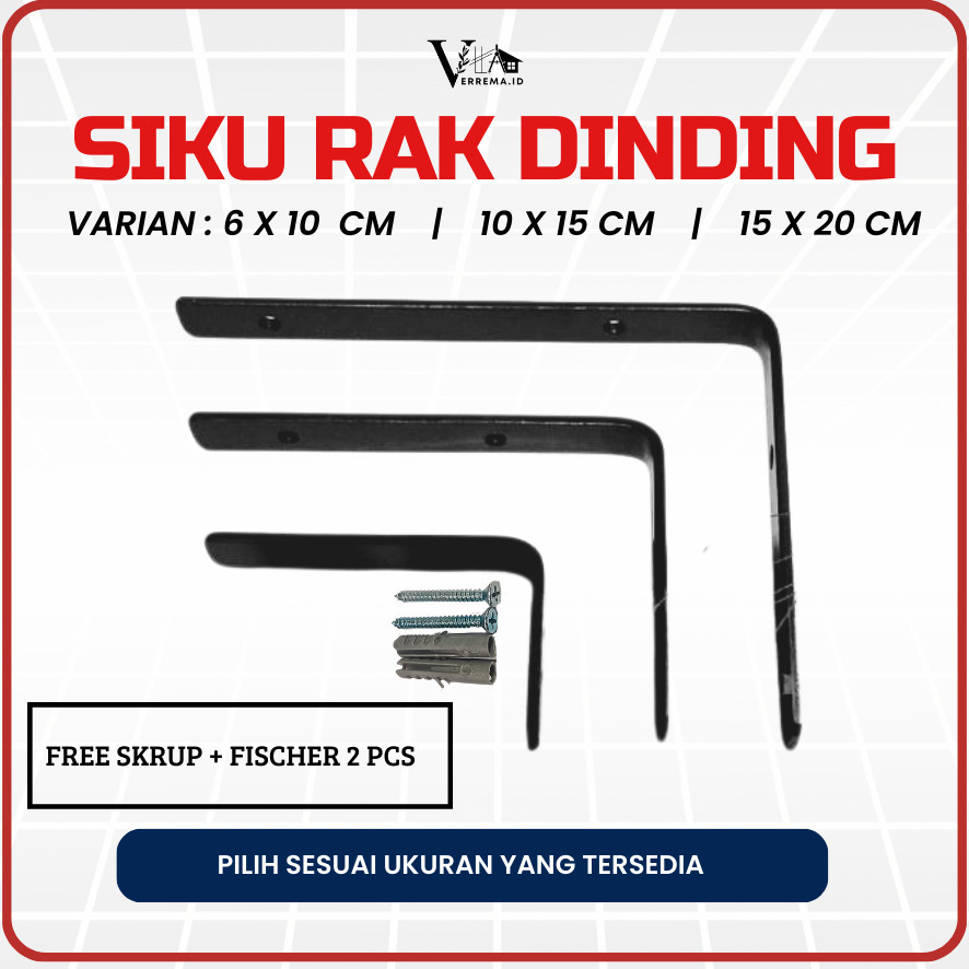 Bracket Siku L Penyangga Rak Besi Ambalan Dinding / Siku Rak Dinding