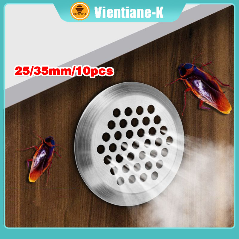 10pcs Ventilasi Udara Lemari / Saringan Udara Lemari / Lubang Ventilasi Bulat Lemari Stainless Steel