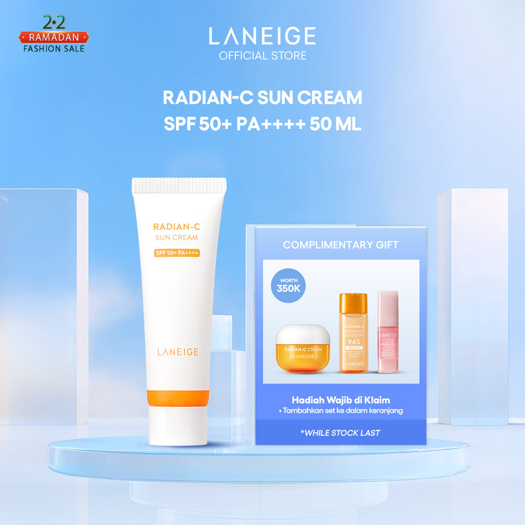 LANEIGE Radian-C Sun Cream SPF50 - Brightening Sunscreen, UV Protection Cream, Kulit Cerah Natural