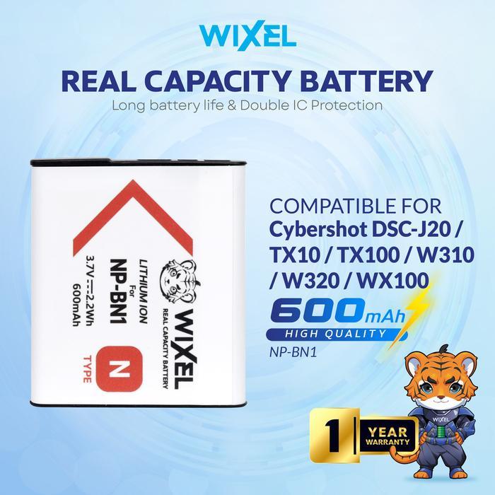 WIXEL Baterai Kamera NP-BN1 for Sony CyberShot DSC J20 T110 T99 TX10 TX100 TX20 TX200 TX5 TX55 TX66 
