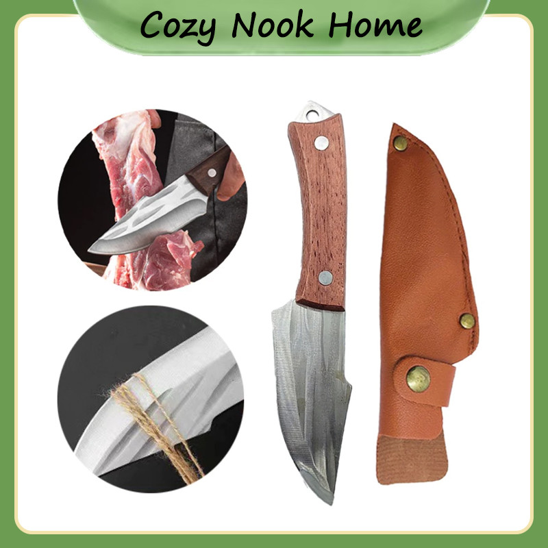 Pisau Tulang Pisau Survival + Sarung Pisau Dapur Daging Super Tajam / Pisau Tulang Pisau Survival
