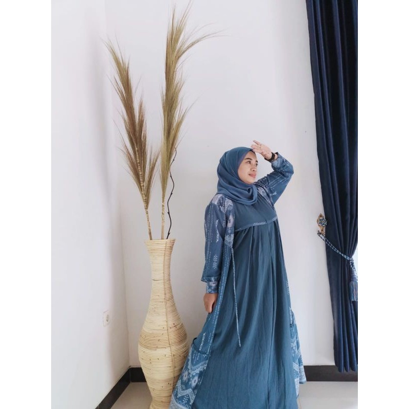 ZIZISHOP Gamis Denim Katun 500 Gram Ld 110 Pb 140