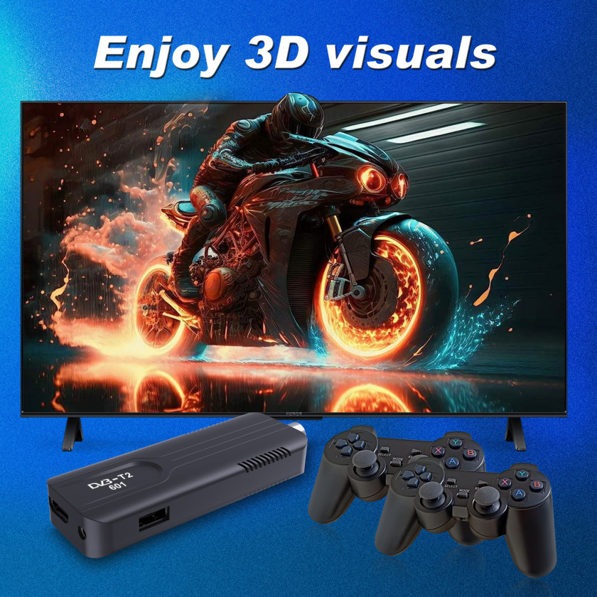 2025 Newest DVBT2 TV Stick World First Offline TV & Gaming Device, No Internet Needed, H265 Decong G