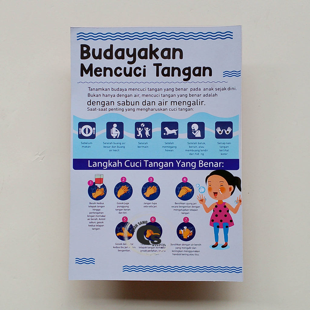 Poster Budayakan Cuci Tangan - Cuci Tangan yang Benar -Langkah Cuci Tangan