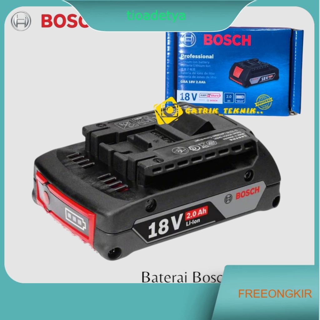 Baterai Bosch 18V 2.0Ah Batere Cordless Bosch 18V 2 Ah Lithium Ion