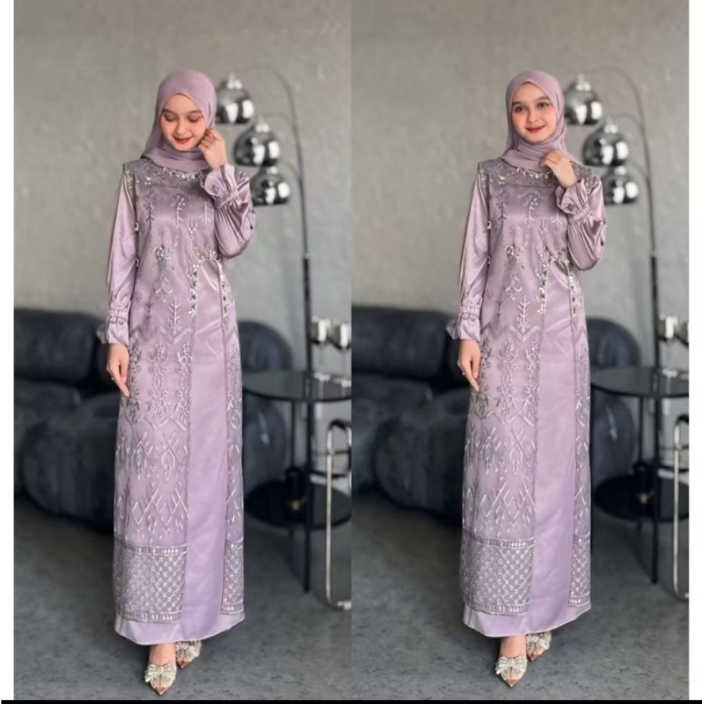 Marsya Dress Silk Gamis Satin Velvet Kombi Tille Mutiara Gamis Kondangan Mewah Gamis Terbaru 2026
