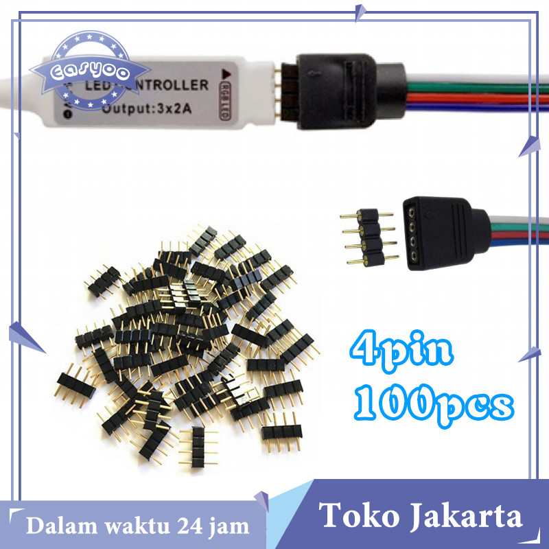 100pcs Pin Konektor Jarum Led Strip Rgb 4p Led Strip Sisir Male Sambungan Led Konektor