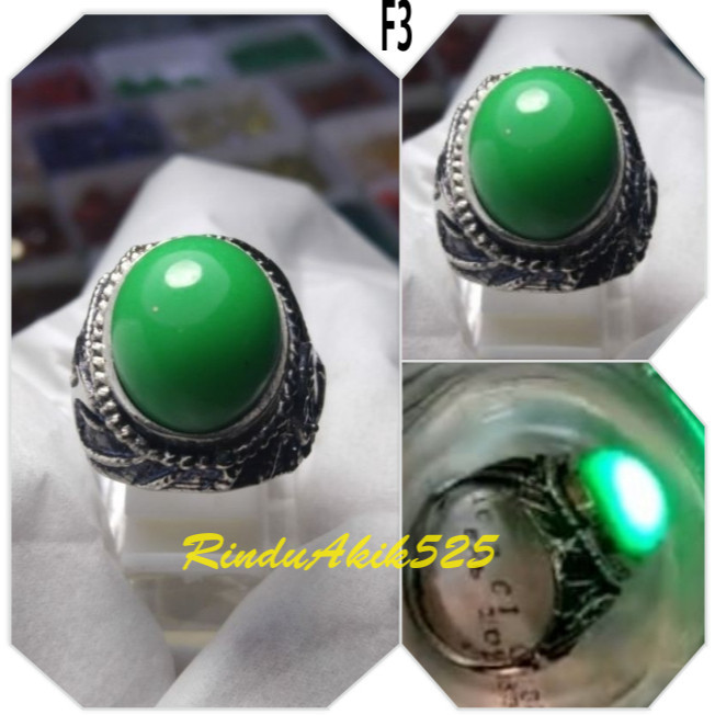 cincin pospor air fospor biru bisa nyala dalam air / fosfor biru hijau merah / F3 permata 15