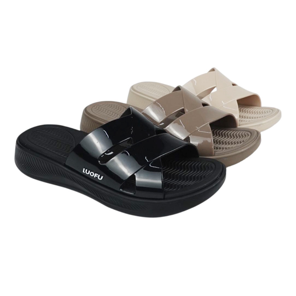 LUOFU Sendal Selop Silang Jelly Karet Eva Wanita E7223-3W Luofu Import