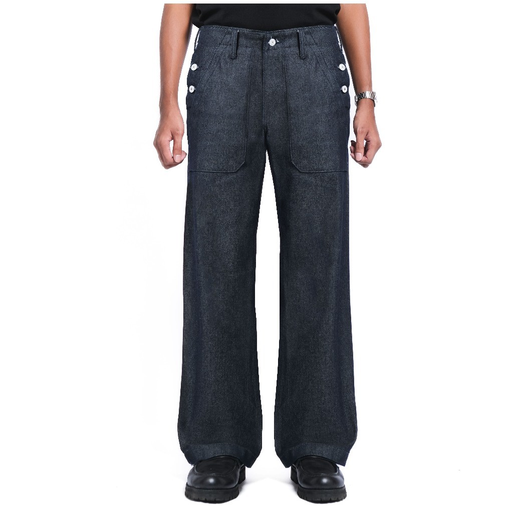 WHALE HILLS - Noach Fatigue Pant  - Blue Denim Jeans