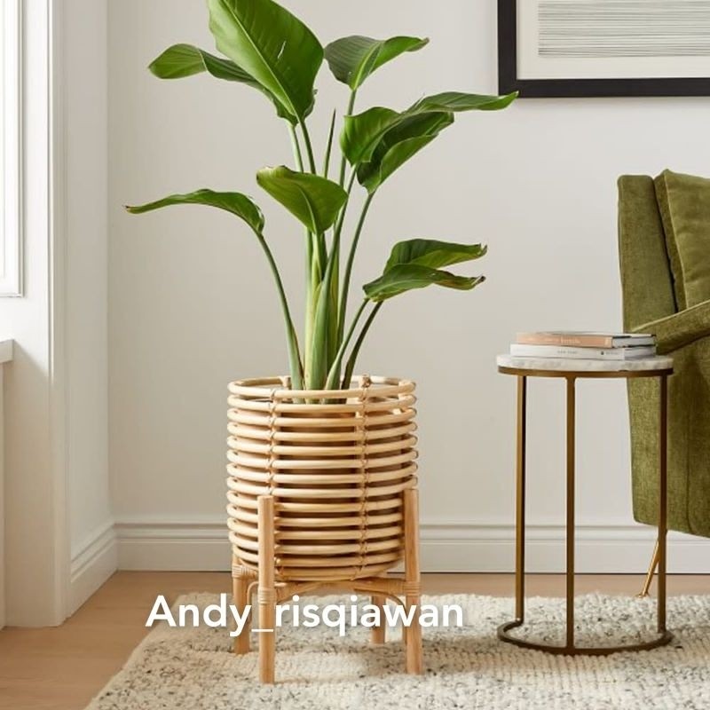 MAHAA.STORE STANDING POT ROTAN / POT ROTAN / POT STANDING SET