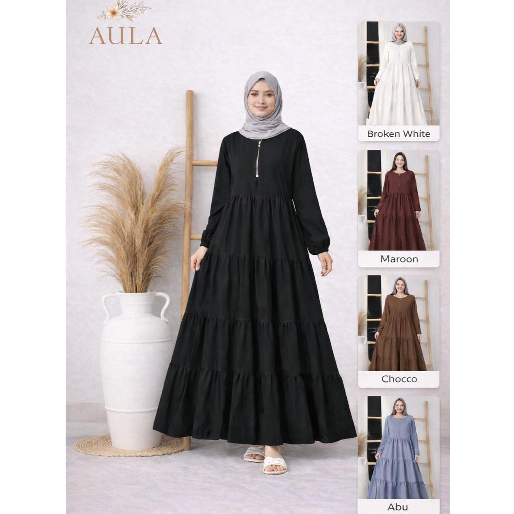 AULA Hanum Dress Wanita | Simple Feminine Dress | Busui Friendly | Elegant Daily Wear