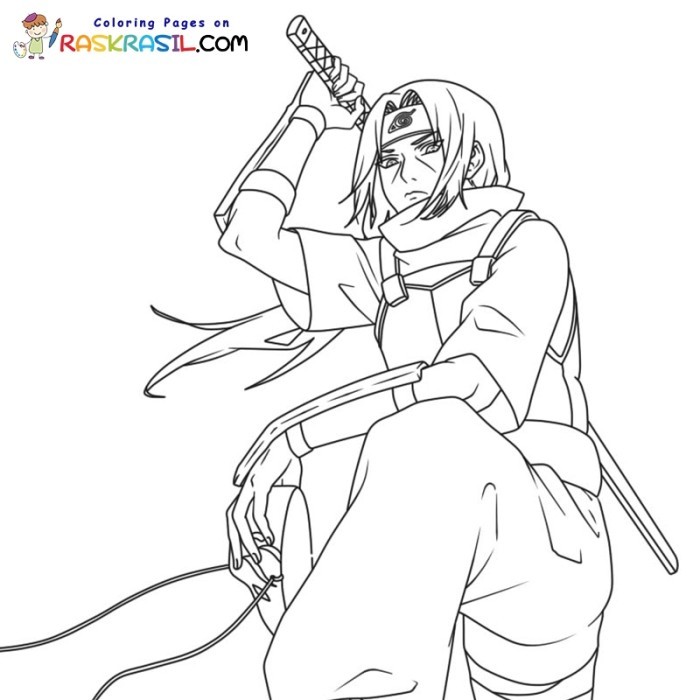 10 LEMBAR kertas mewarnai, GAMBAR MEWARNAI tema NARUTO - ITACHI