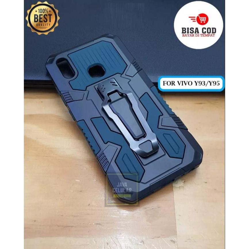 Casing VIVO Y93/Y95 Shockproof KickStand Clip Rugged - Hitam, VIVO Y93