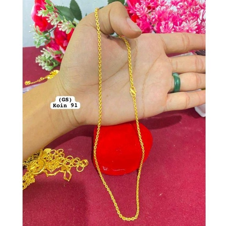 Kalung Koin 91 Asli Bahan Kuningan Tahan Lama