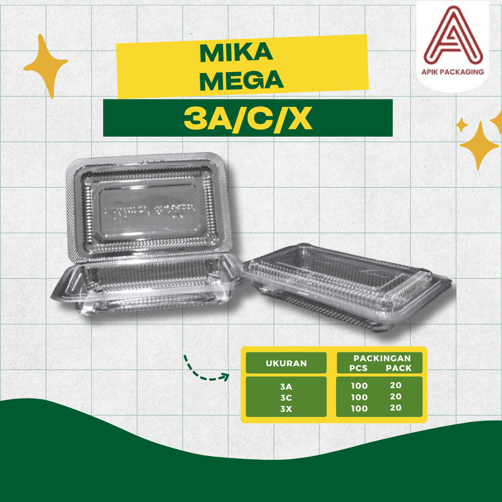 Mika Nasi Kotak Mega 3C Isi 100pcs - Wadah Makanan Nasi Kotak