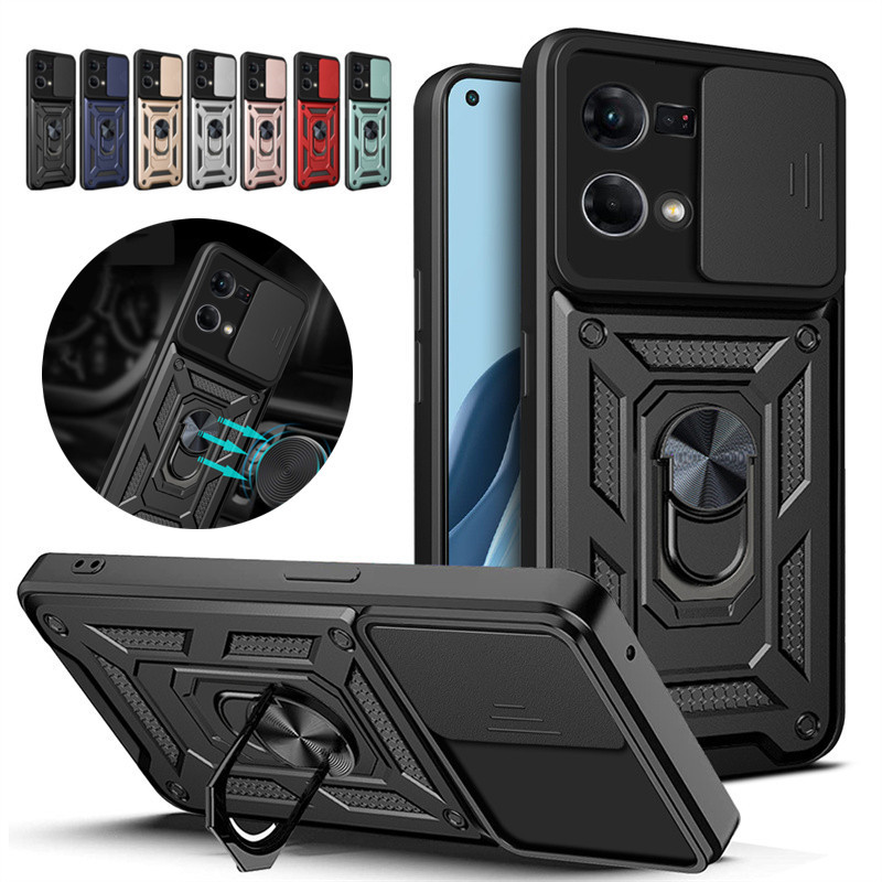 For OPPO Reno 7 4G Case Slide Camera Armor Phone Case For OPPO Reno 7 Reno7 CPH2363 6.43" Car Magnet