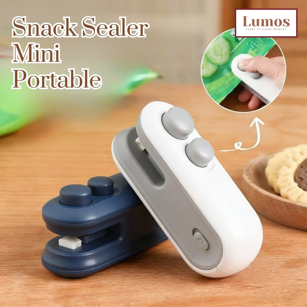 Mini Snack Sealer Plastik Portable Rechargeable Desain Elegan Alat Press Kemasan Makanan Modern
