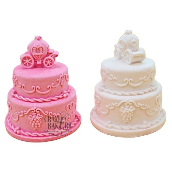 Cetakan Silikon Candle Pudding 3 Tier Birthday Cake - Pumpkin Car Wedding Birthday 2 Tier 3D Mold - 