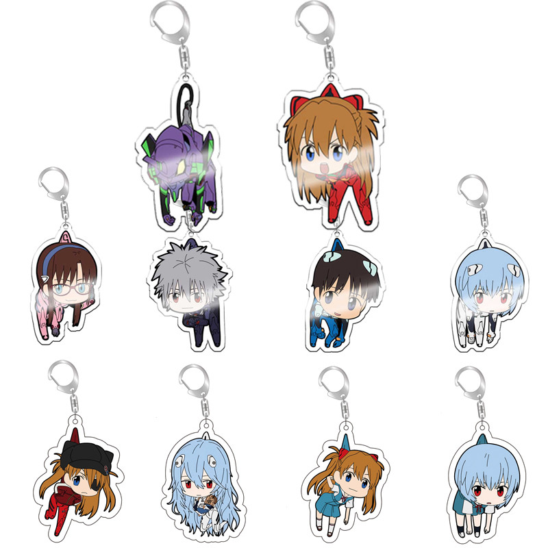 EVANGELION Acrylic Figures Keyain Anime Anami Rei Asuka Langley Soryu Backpack Pendant Keyring Bag a