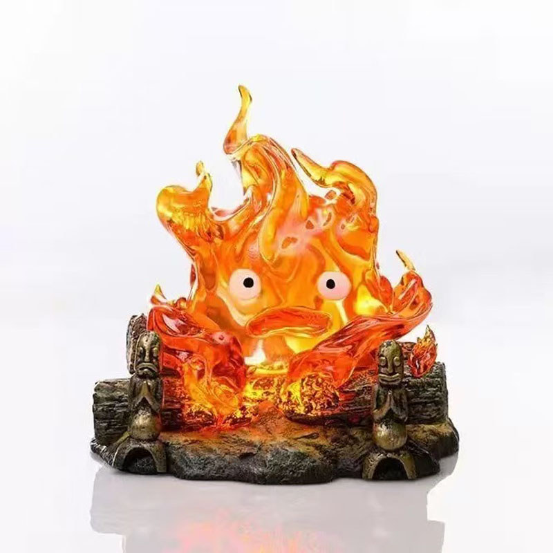 Anime Figure Calcifer Luminous Model Action Figure Breathing Lamp GK Model Toys Collection Home Deco