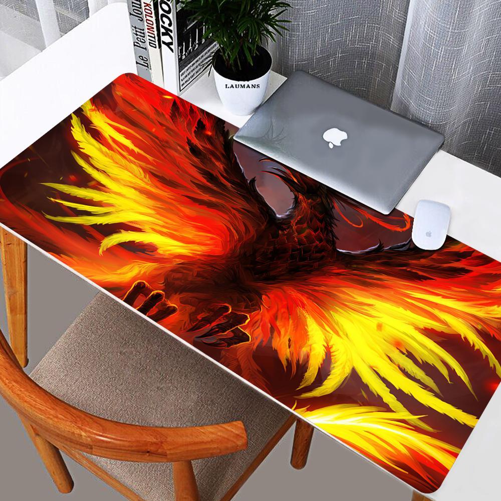 Big Gaming XXL Mouse Pad Desk Mat Phoenix Fire Bird Dragon Anime Mousepad Computer Gamer Mauspad Hom