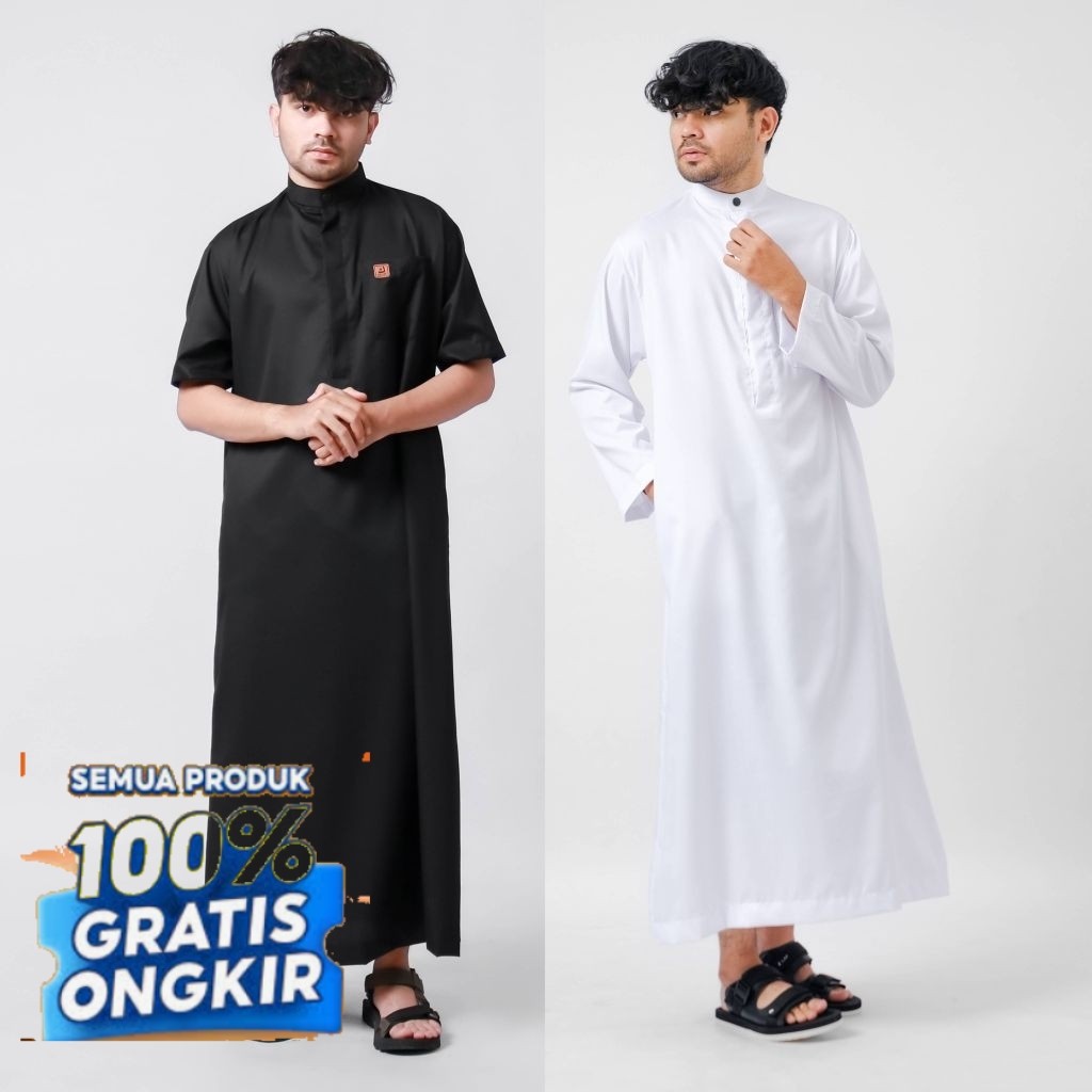 Gamis pria gamis putih polos gamis hitam polos lengan panjang- pakaian pria lainnya