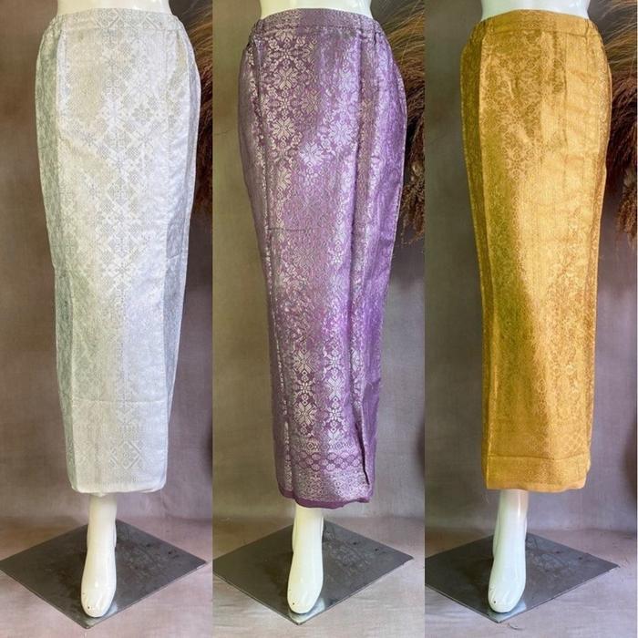 Rok Songket Span Bawahan Kebaya Wanita/Rok Span Songket Langsung Pakai/Rok Instan Songket Wisuda - B