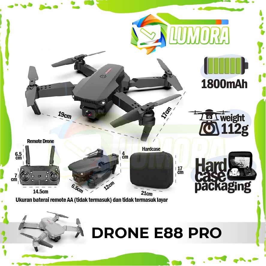 Drone E88pro 4K Ultra HD Foldable Drone Lipat Single Camera