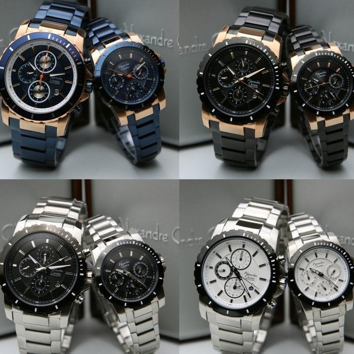Jam Tangan Couple Alexandre Christie AC 6141 Original Garansi Resmi 1 Tahun Strap Rantai Stainless q