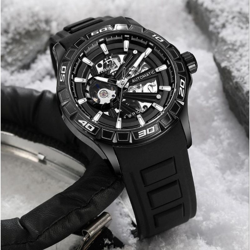 BUY 1 GET 1..JAM TANGAN PRIA EVANS JAYDEN ORIGINAL OTOMATIS 9565 RUBBER