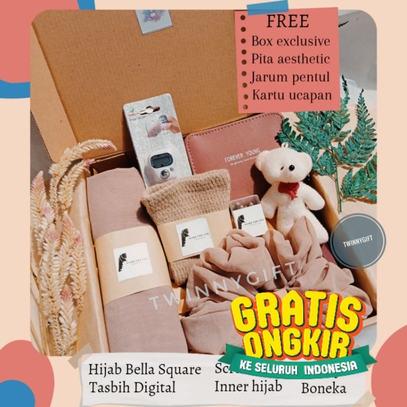HAMPERS HADIAH KADO ULANG TAHUN / GIFT BOX CEWEK HIJAB ULANG TAHUN LEBARAN WISUDA- Hempers Murah