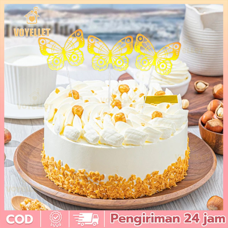Voyellet Dekorasi Kue Kupu-kupu Cetak Panas PVC, Dekorasi Kue Kreatif, Plugin Kue Ulang Tahun