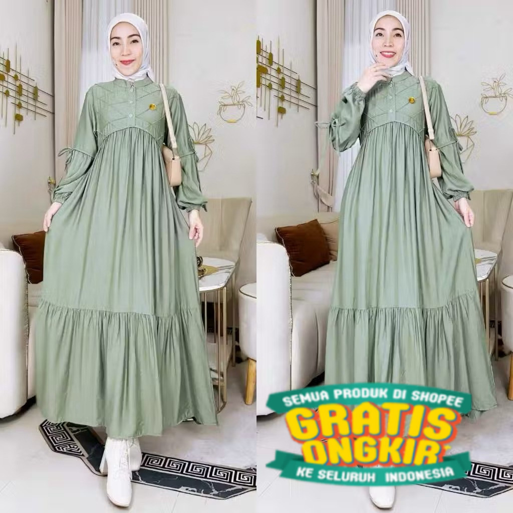 Zahiya Dress Gamis Wanita Muslimah Bahan Polo Linen Premium/ pakaian wanita lainnya