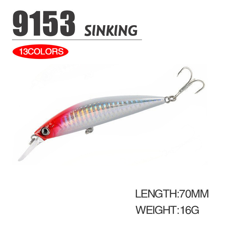 seesii Umpan pancing umpan buatan umpan keras umpan minnow tenggelam alat pancing bercahaya 70mm/16g