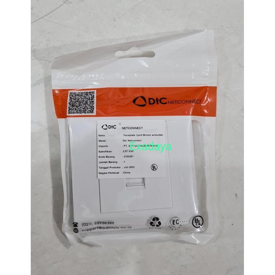 DTC Faceplate 1 port British with Shutter - 02301