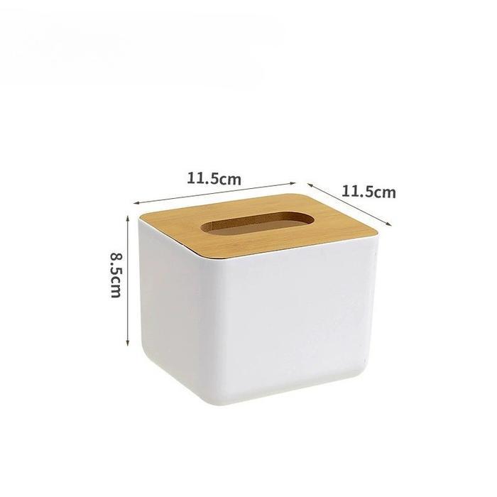 tempat tissue kotak tempat tisu aesthetic estetik kayu minimalis transparan rak makeup tissue box pe